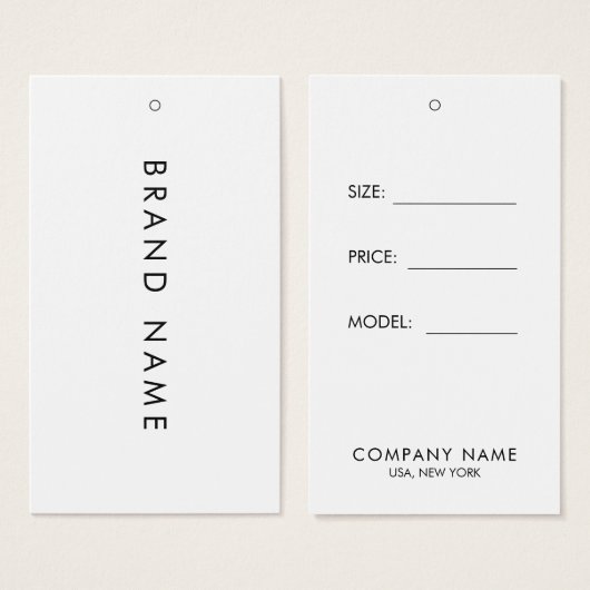 Eenvoudige Witte Kleding Display Prijs Kaart Hang (Voorkant /achterkant)
