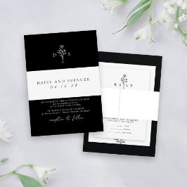 Eenvoudige witte minimalistische namen Classic Wed Uitnodigingen Wikkel