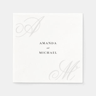 Eenvoudige Witte Moderne Rand Elegante Monogram Br Servet