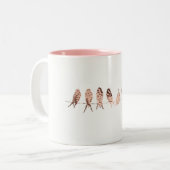 Eenvoudige witte Mok met Faux Copper Birds op Wire (Voorkant links)