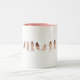Eenvoudige witte Mok met Faux Copper Birds op Wire