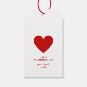 Eenvoudige Witte Rode Hart Stippen Happy Valentijn Cadeaulabel