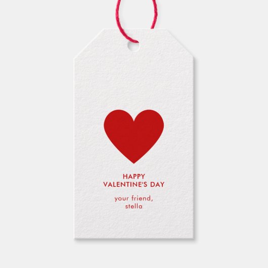 Eenvoudige Witte Rode Hart Stippen Happy Valentijn Cadeaulabel (Voorkant)