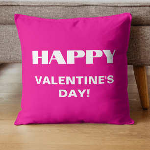 Eenvoudige witte schone gelukkige Valentijnsdag    Kussen