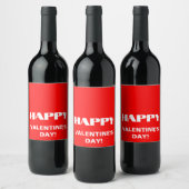 Eenvoudige witte schone gelukkige Valentijnsdag |  Wijn Etiket (Flessen)