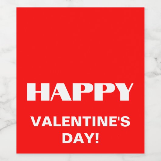 Eenvoudige witte schone gelukkige Valentijnsdag | Wijn Etiket (Enkel label)