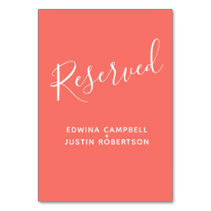 Eenvoudige witte scripttekst modern koraal gereser kaart