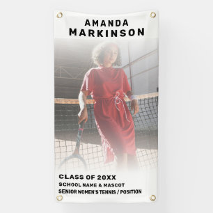 Eenvoudige Witte Senior Tennisser Outdoor Banner