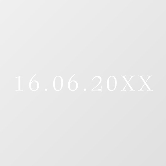 Eenvoudige Witte Serif Numerieke Datum Trouwen Raamsticker (Vel)