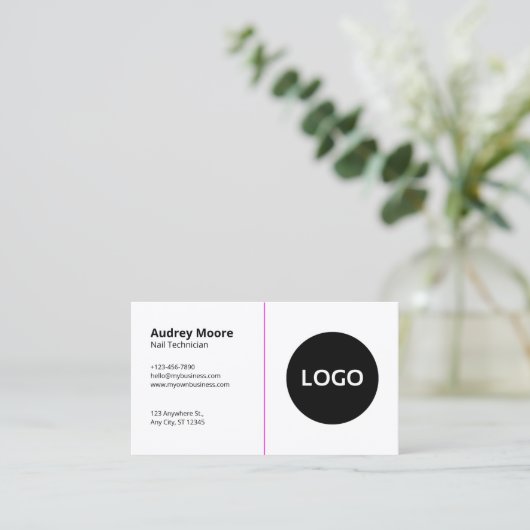 Eenvoudige Witte Sjabloon Nageltechnicus Visitekaartje (Staand voorkant)