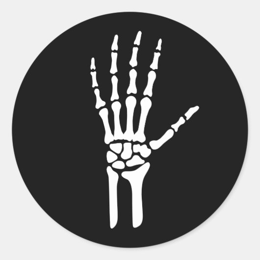 Eenvoudige Witte Skelet Hand Botten Halloween Ronde Sticker (Voorkant)