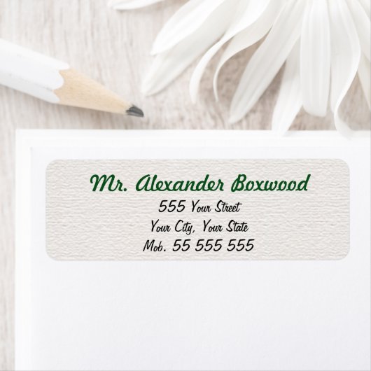 Eenvoudige Witte Structuur Groene Naam Etiket (Insitu)