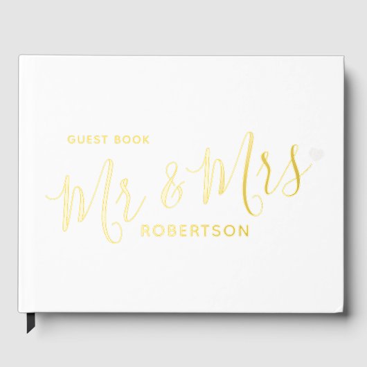 Eenvoudige witte tekst kleine hart aangepaste brui gastenboek (Voorkant)