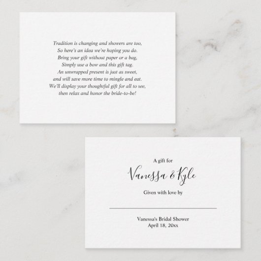 Eenvoudige witte vrijgezellenfeest kaart + label (Voorkant / Achterkant)