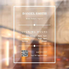 Eenvoudige Witte Zakelijke Kantoor QR Code Opening Raamsticker