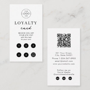 Eenvoudige Witte Zakelijke Logo QR Code Loyaliteit Visitekaartje