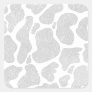 Eenvoudige, witte, zilver, grote koeienspots, dier vierkante sticker