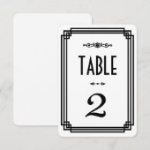 Eenvoudige witte & zwarte Art Deco tafelnummers (Voorkant / Achterkant)