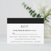 Eenvoudige witte zwarte bruiloft voor maaltijdkeuz RSVP kaartje (Staand voorkant)