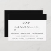 Eenvoudige witte zwarte bruiloft voor maaltijdkeuz RSVP kaartje (Voorkant / Achterkant)