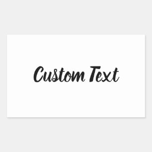 Eenvoudige witte zwarte cursieve scripttekst sjabl rechthoekige sticker