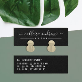 Eenvoudige witte zwarte Script Earning Display Car Mini Visitekaartjes