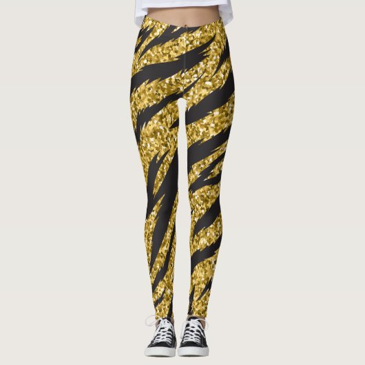 Eenvoudige woestijn gouden tijger strepen patroon leggings (Voorkant)