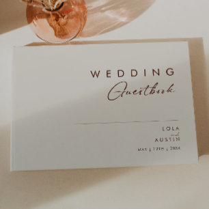 Eenvoudige woestijn Natural White Wedding Gasten Gastenboek