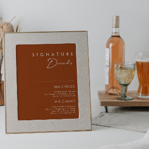 Eenvoudige woestijn Ondertekening Drink Terracot Poster