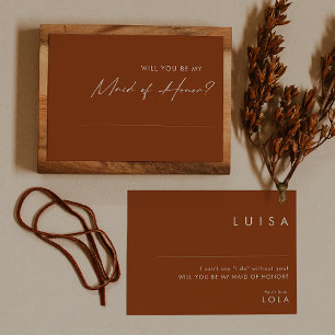 Eenvoudige woestijn Terracotta Maid of Honor Card Kaart