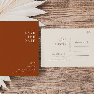 Eenvoudige Woestijn   Terracotta Save The Date Pos Uitnodiging Briefkaart