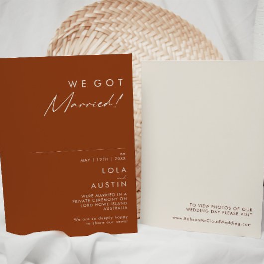 Eenvoudige Woestijn | Terracotta Trouwkaart voor e Kaart