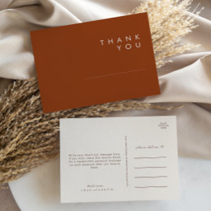 Eenvoudige woestijn Terracotta Wedding Bedankt Briefkaart