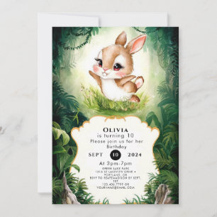 Eenvoudige Woodland Bunny Verjaardag Kaart