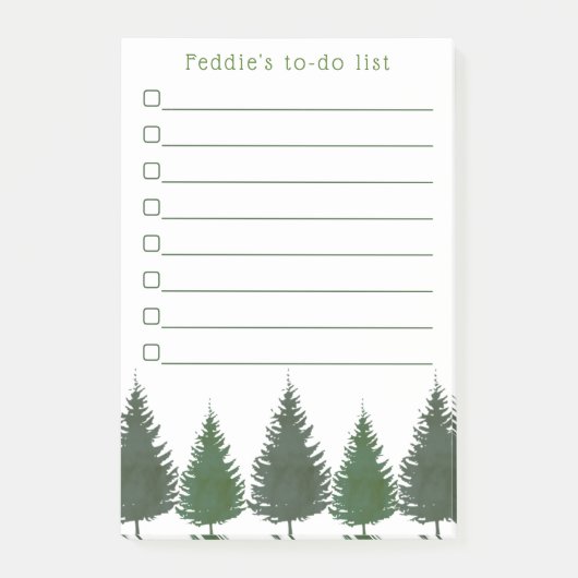 Eenvoudige Woodland Pine Trees Post-it® Notes (Voorkant)