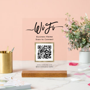 Eenvoudige zakelijke gast WiFi voetstuk teken Acryl Bord