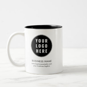 Eenvoudige zakelijke logo- en sloganpromotieartike tweekleurige koffiemok