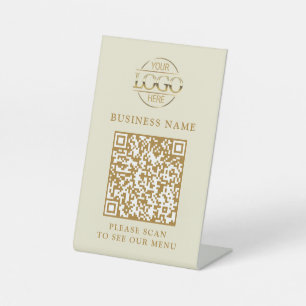 Eenvoudige Zakelijke Logo QR Code Menu Contactloos Reclamebord Met Voetstuk