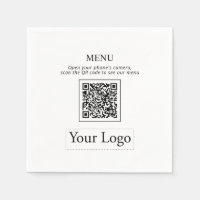 Eenvoudige Zakelijke Logo & QR-code Menu Servetten