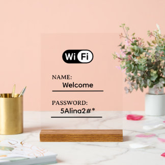 Eenvoudige zakelijke Wifi-wachtwoord en -netwerk Acryl Bord