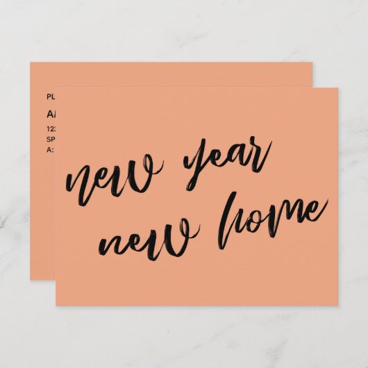 Eenvoudige Zalm Nieuwjaar New Home Aankondiging (Voorkant / Achterkant)