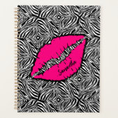 Eenvoudige Zebra met roze lippen gepersonaliseerd Planner (Voorkant)