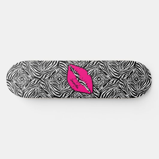 Eenvoudige Zebra met roze lippen gepersonaliseerd Skateboard (Horizontaal)