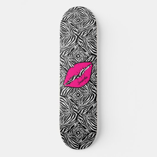 Eenvoudige Zebra met roze lippen gepersonaliseerd Skateboard (Voorkant)