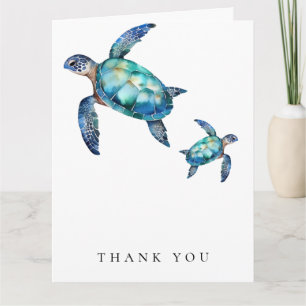 Eenvoudige Zee schildpad gevouwen dank u Bedankkaart