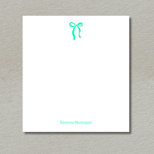 Eenvoudige zeegroene strik schrift aangepaste naam notitieblok