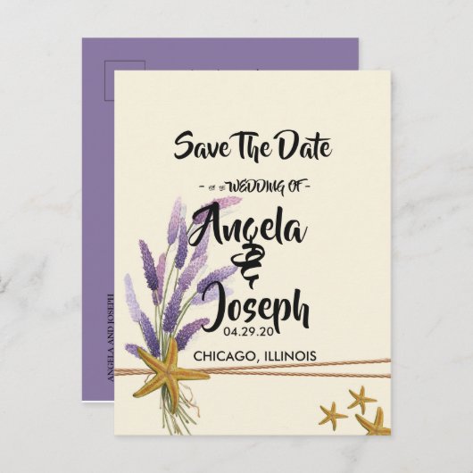 Eenvoudige zeester Bewaar de datum Aankondigingskaart (Voorkant / Achterkant)