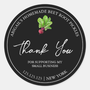 Eenvoudige zelfgemaakte bietenwortel augurk bedank ronde sticker