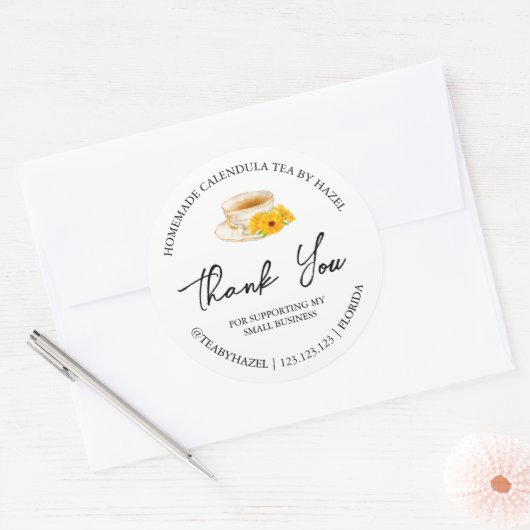 Eenvoudige zelfgemaakte calendula thee bedankt lab ronde sticker (Envelop)