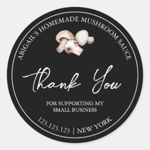 Eenvoudige zelfgemaakte champignonsaus bedankt lab ronde sticker